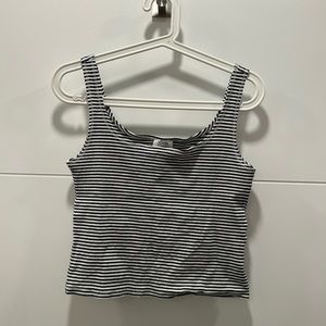 Zara black and white striped cropped tank top